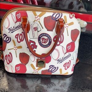 Dooney & Bourke Baseball Themed Satchel - Red and Brown